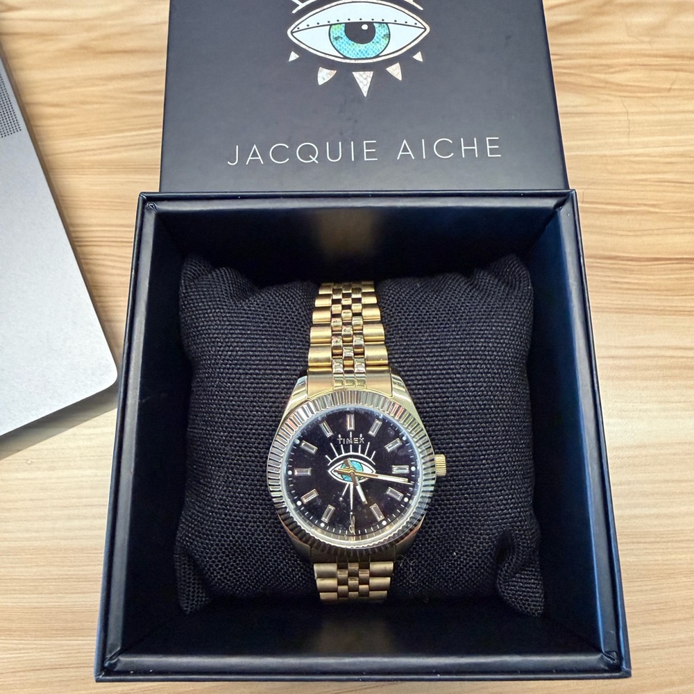 Jacquie Aiche Gold Watch with Black Dial